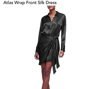L’AGENCE “atlas” silk mini wrap effect shirt dress